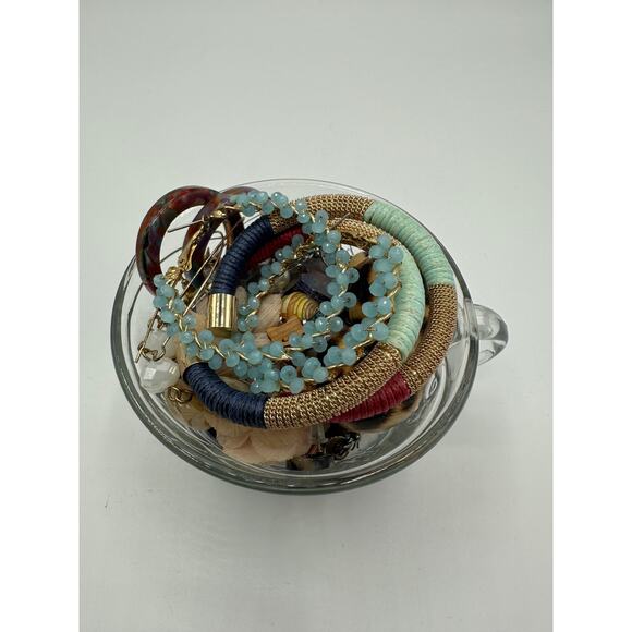 Vintage Savannah Punch Cup Mystery Jewelry Jar w/ Assorted Pierced Earrings - Picture 2 of 5